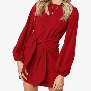 Red wrapped dress